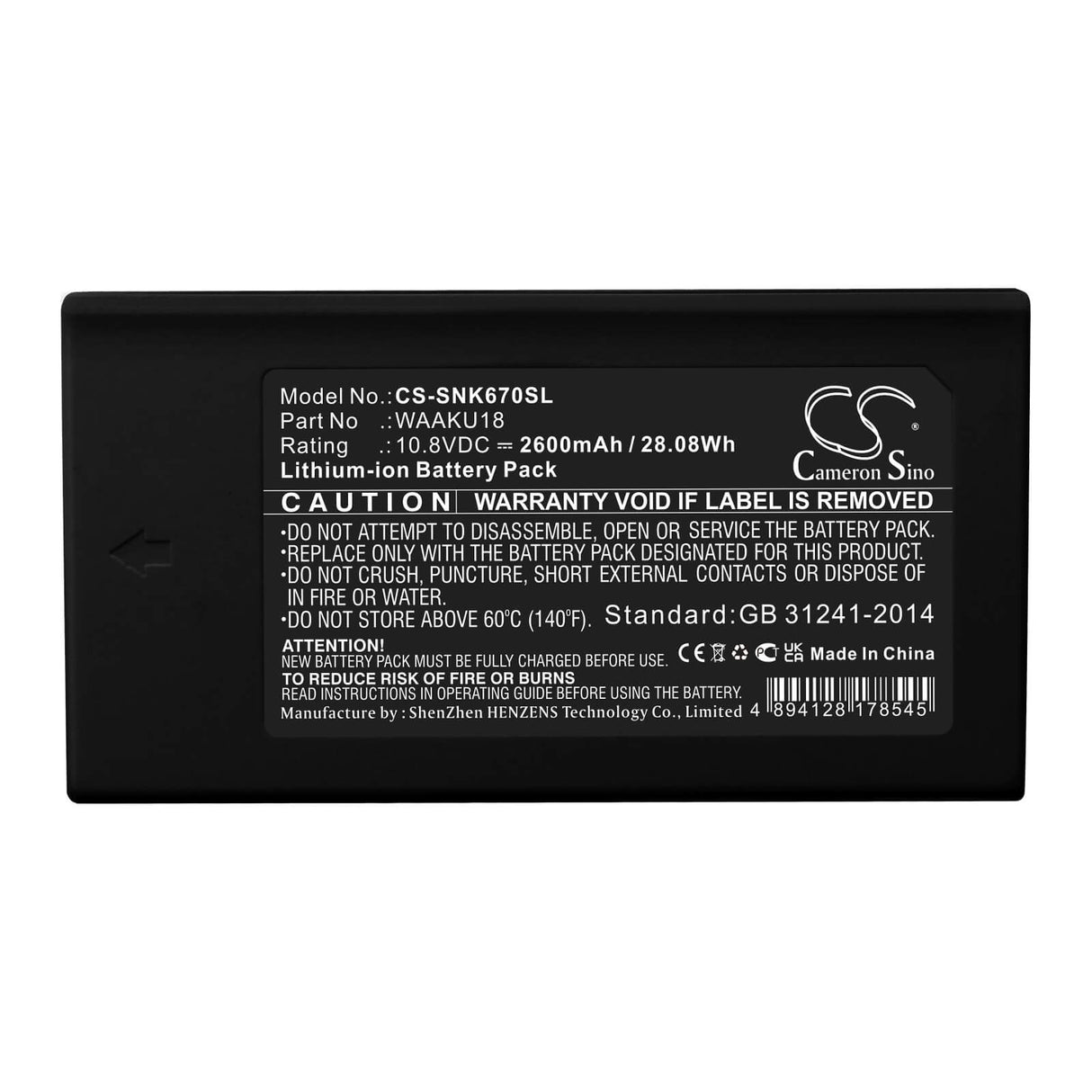 10.8v, Li-ion, 2600mah, Battery Fits Sonel, Kt-560, Kt-640, 28.08wh Thermal Camera Cameron Sino Technology Limited   