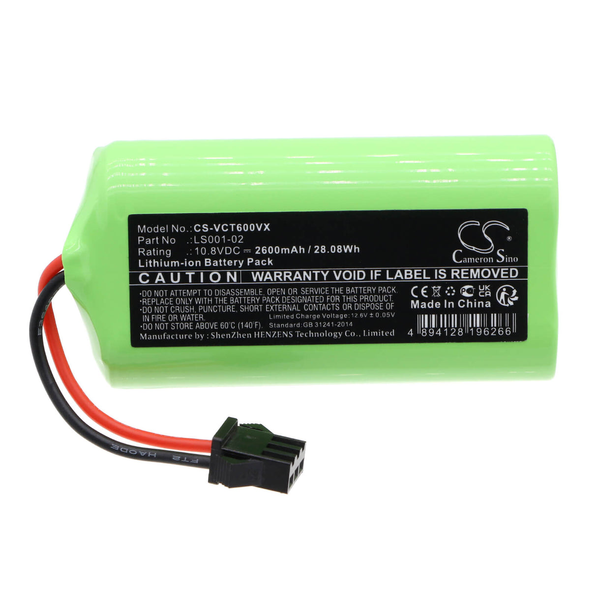 10.8v, Li-ion, 2600mah, Battery Fits Vactidy, T6, T7, 28.08wh Vacuum Cameron Sino Technology Limited   