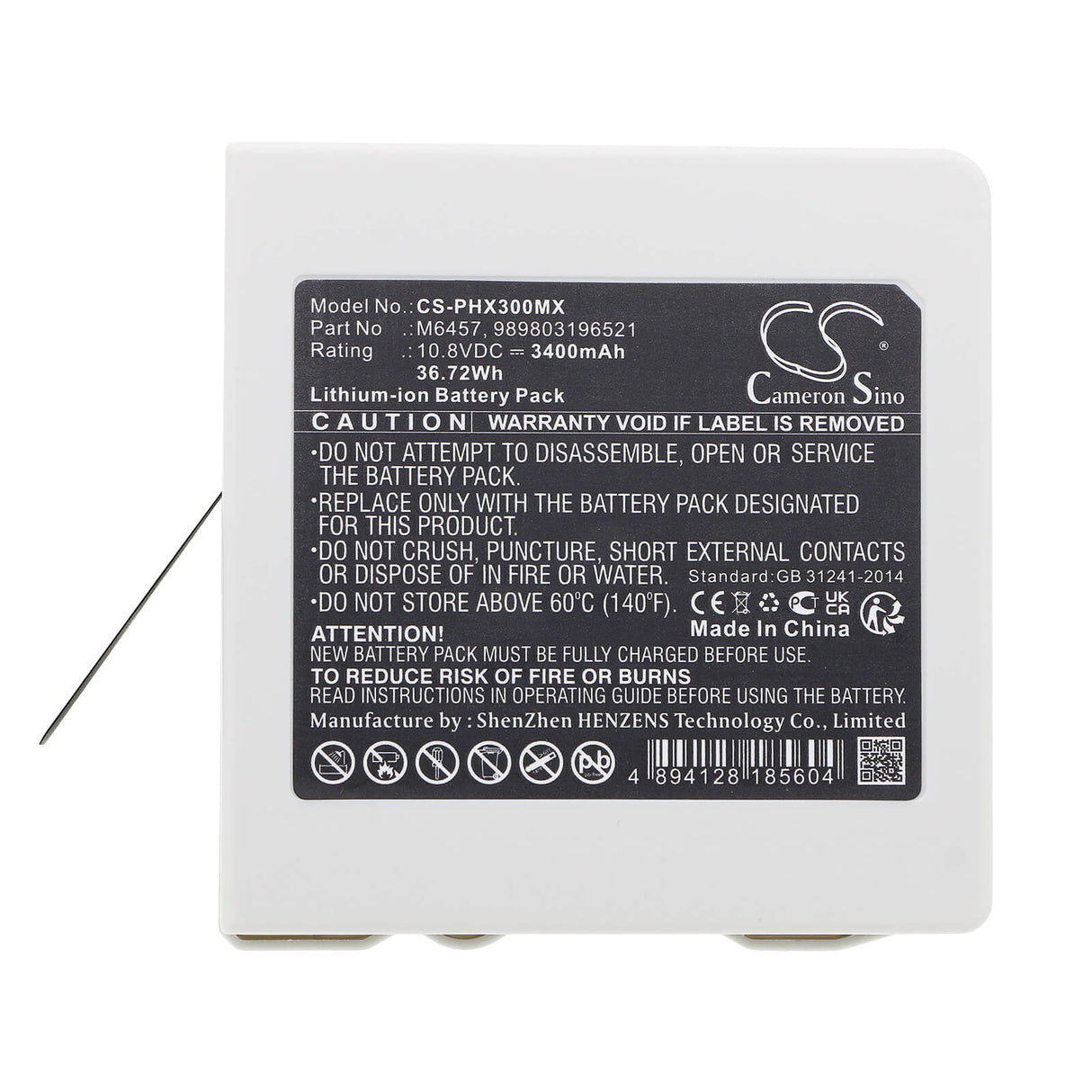 10.8v, Li-ion, 3400mah, Battery Fits Philips, 867030, 867033, 36.72wh Medical Cameron Sino Technology Limited (Medical)   