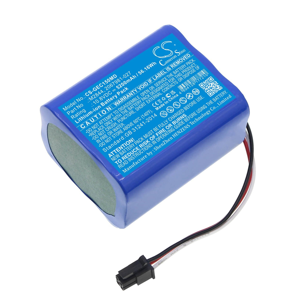 10.8v, Li-ion, 5200mah, Battery Fits Ge, Carescape Vc150 Vital Sign Mon, Moniteur Carescape Dinamap Vc1, 56.16wh Medical Cameron Sino Technology Limited (Medical)   