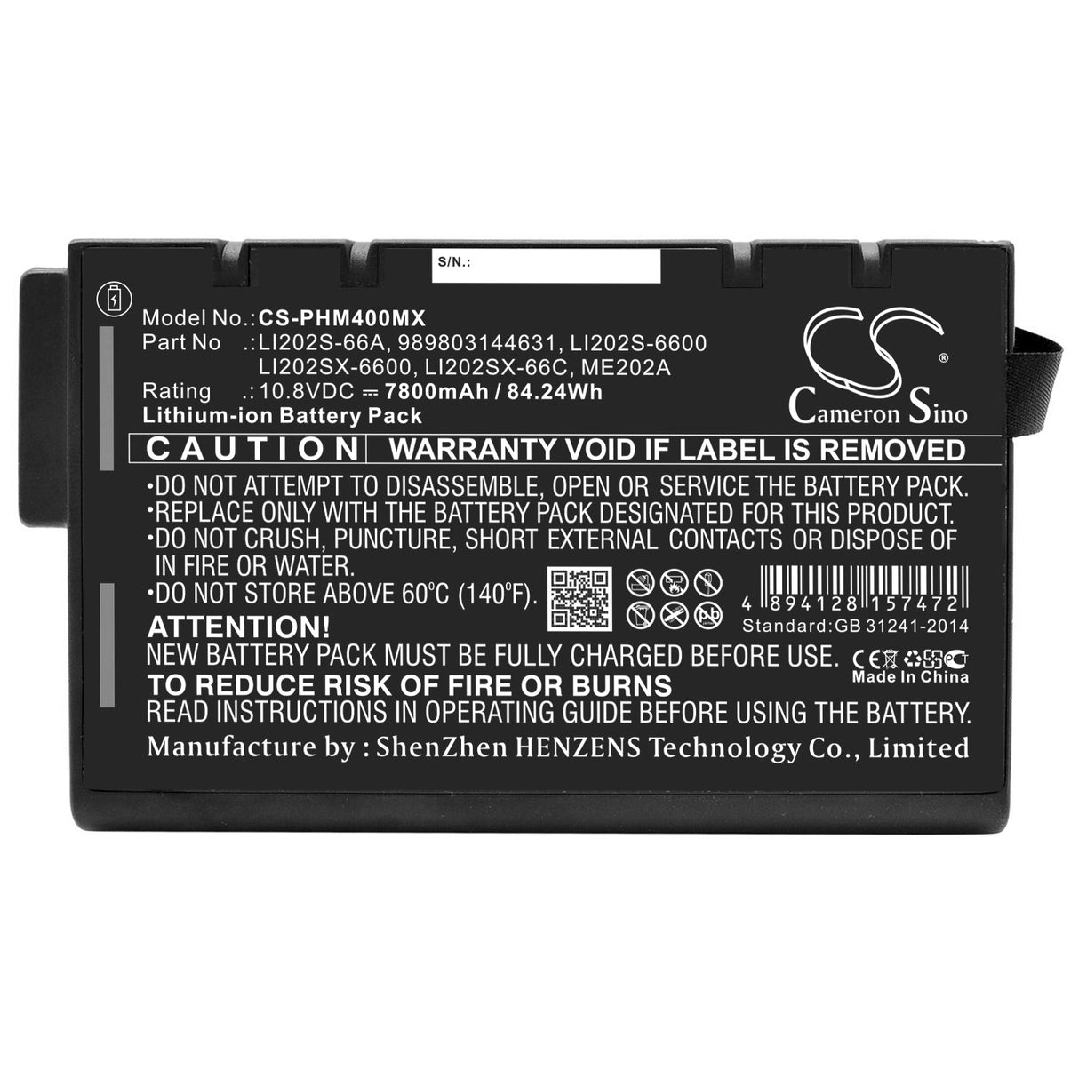 10.8V, Li-ion, 7800mAh Medical Battery fits Agilent, Dso5014a, Mso6054a, 84.24Wh Medical Cameron Sino Technology Limited   