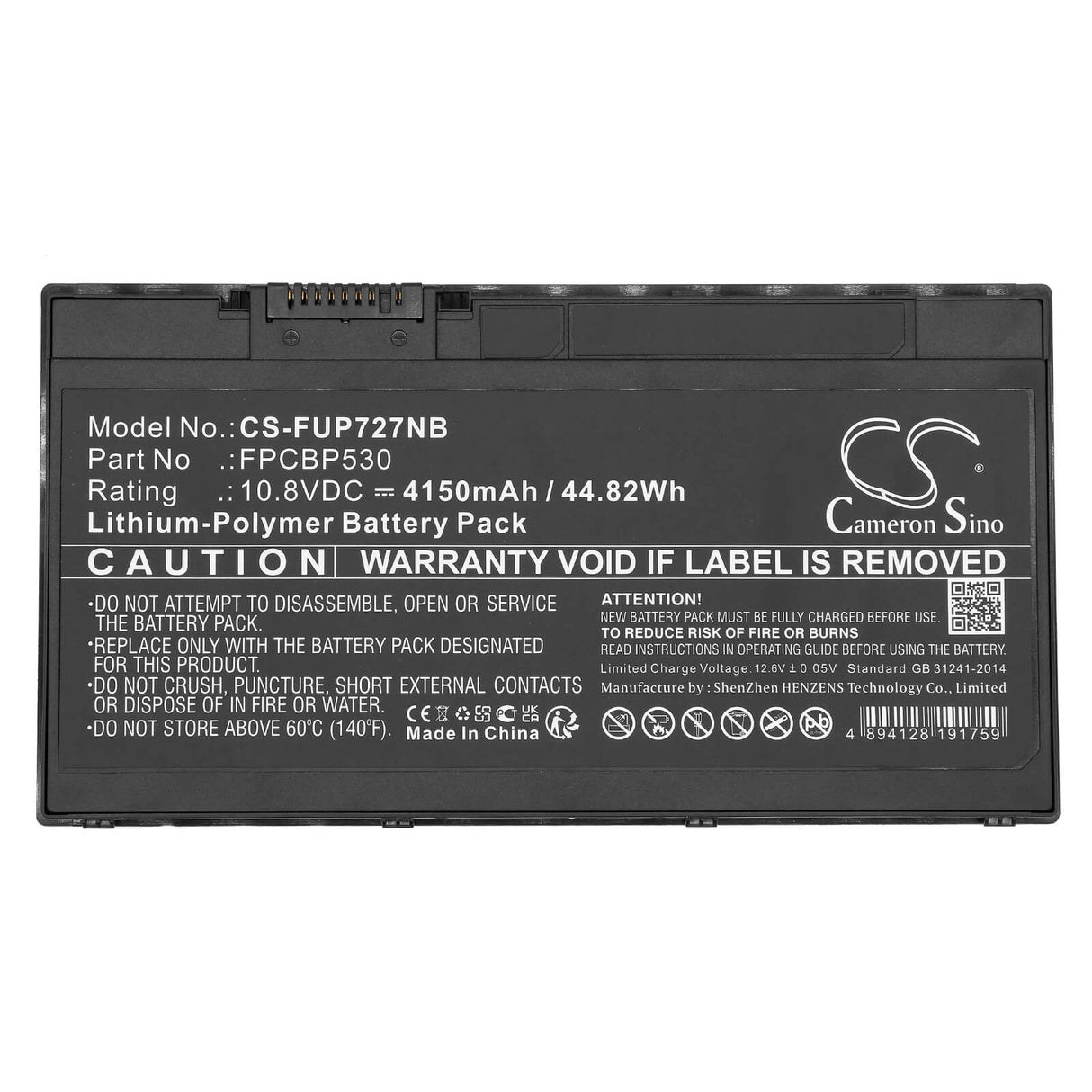 10.8v, Li-polymer, 4150mah, Battery Fits Fujitsu, Lifebook P727, Lifebook P728, 44.82wh Notebook, Laptop Cameron Sino Technology Limited   