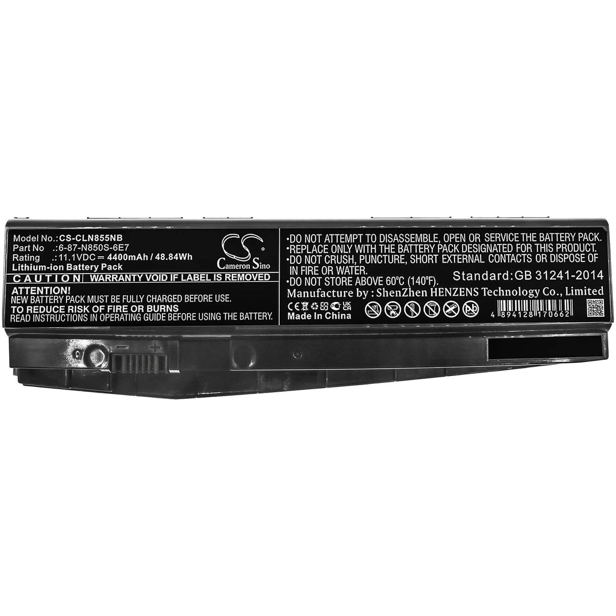 11.1v, 4400mah, Li-ion Battery Fit's Machenike, T58, T58-d1, T58-d3, 48.84wh Notebook, Laptop Cameron Sino Technology Limited   