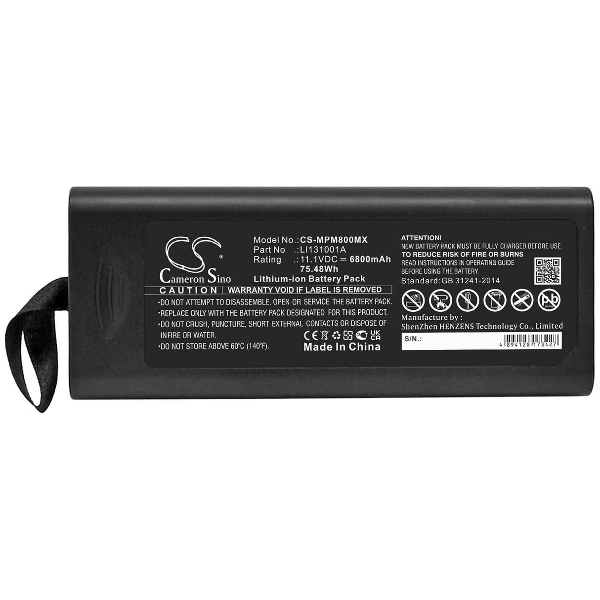 11.1v, 6800mah, Li-ion Battery Fit's Mindray, Imec10, Imec12, Imec8, 75.48wh Medical Cameron Sino Technology Limited (Medical)   