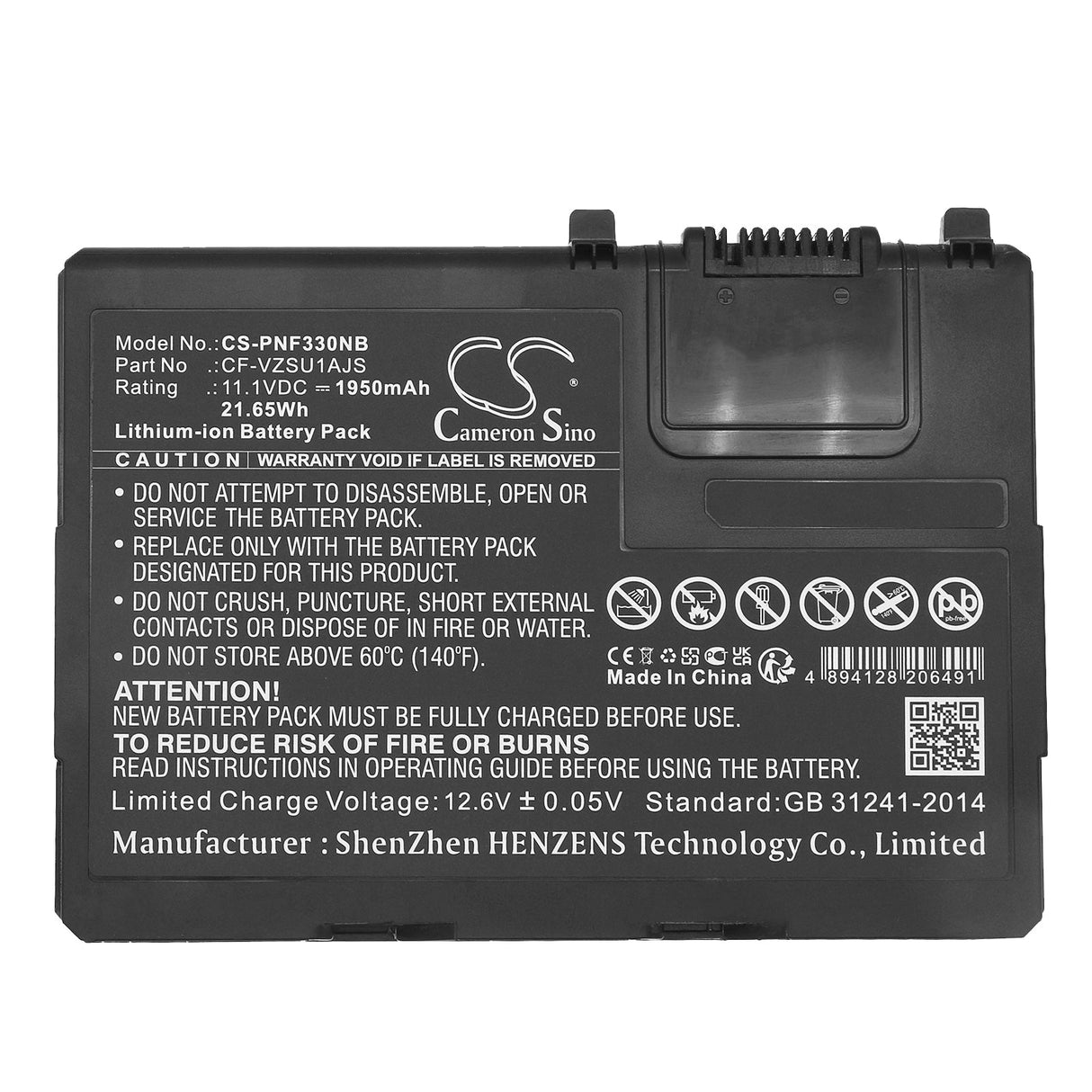 11.1V, Li-ion, 1950mAh Notebook, Laptop Battery fits Panasonic, Toughbook Cf-33, Toughbook Cf-33aehfatg, 21.65Wh Notebook, Laptop Cameron Sino Technology Limited   