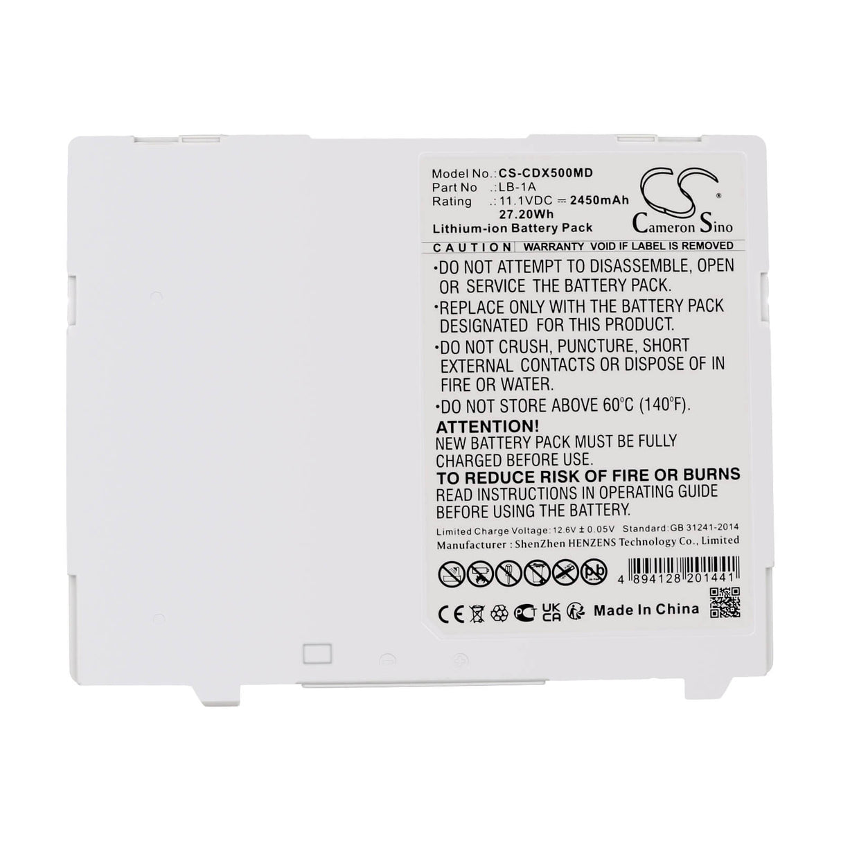 11.1V, Li-ion, 2450mAh, Battery fits Canon, Cxdi-401c Wireless, Cxdi-401cw, 27.20Wh Medical Cameron Sino Technology Limited (Medical)   