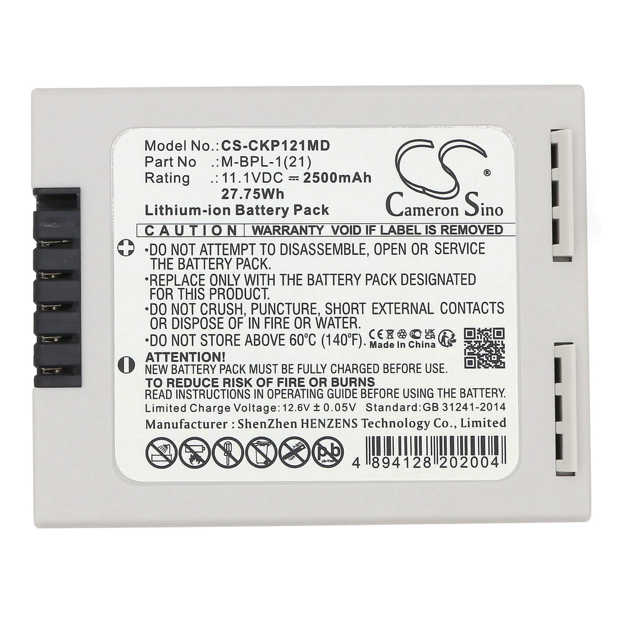 11.1V, Li-ion, 2500mAh, Battery fits Covidien, Nellcor Bedside Spo₂ Patient M, 27.75Wh Medical Cameron Sino Technology Limited (Medical)   