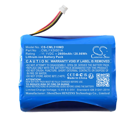 11.1V, Li-ion, 2600mAh, Battery fits Comen, Cmli1x3i001a, 28.86Wh Medical Cameron Sino Technology Limited (Medical)   