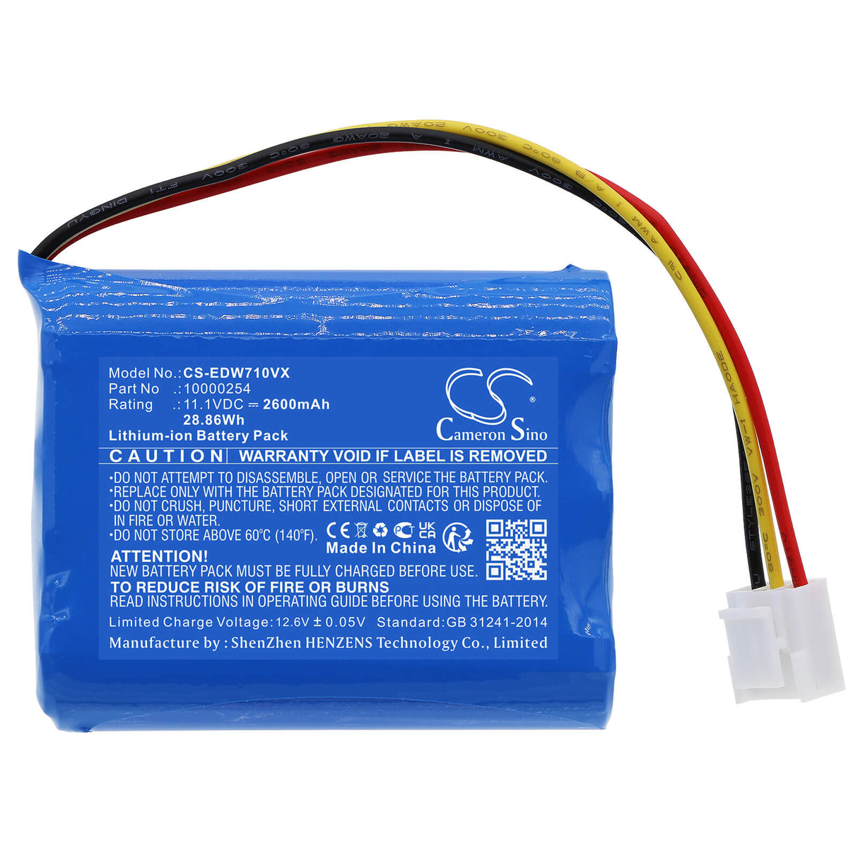 11.1v, Li-ion, 2600mah, Vacuum battery Fits Ecovacs, Tbw60, W710, 28.86wh Vacuum Cameron Sino Technology Limited   