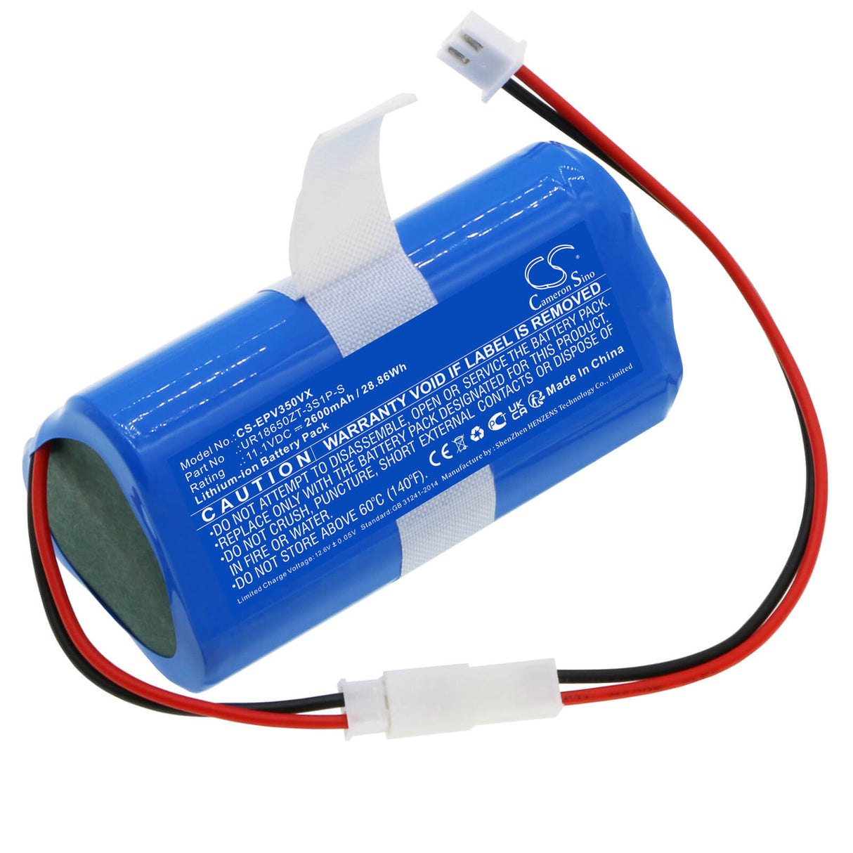 11.1v, Li-ion, 2600mah, Battery Fits Electropan, Ilife V3s, 28.86wh Vacuum Cameron Sino Technology Limited   