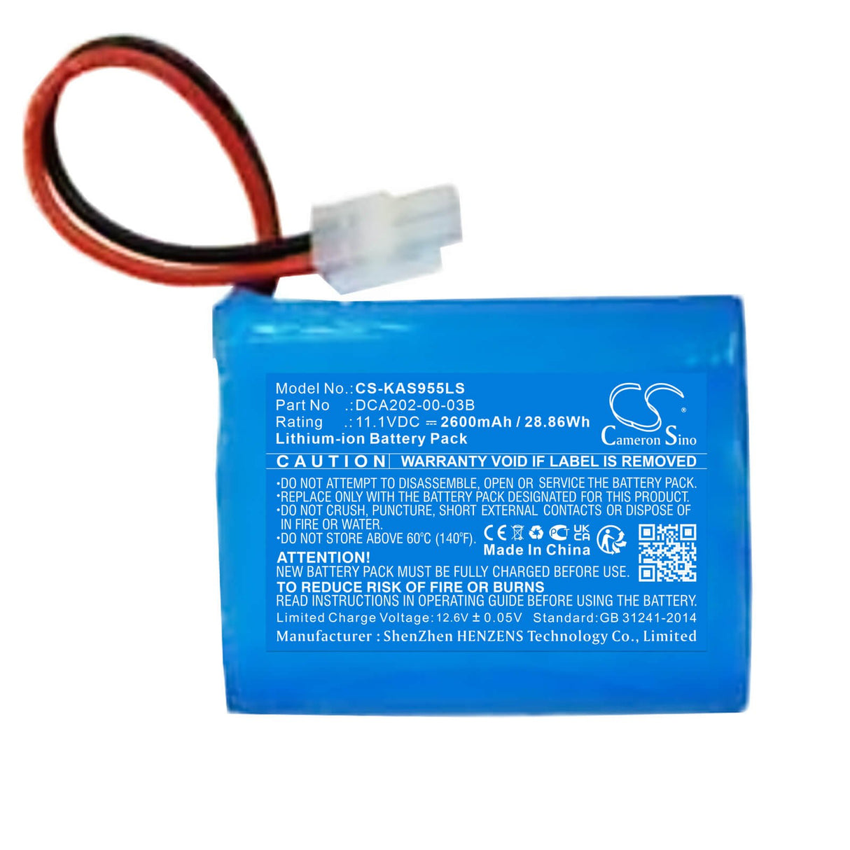 11.1V, Li-ion, 2600mAh, Emergency Lighting battery fits Kaiser, Dca202-00-03b, 100940, 100955, 28.86Wh Emergency Lighting Cameron Sino Technology Limited