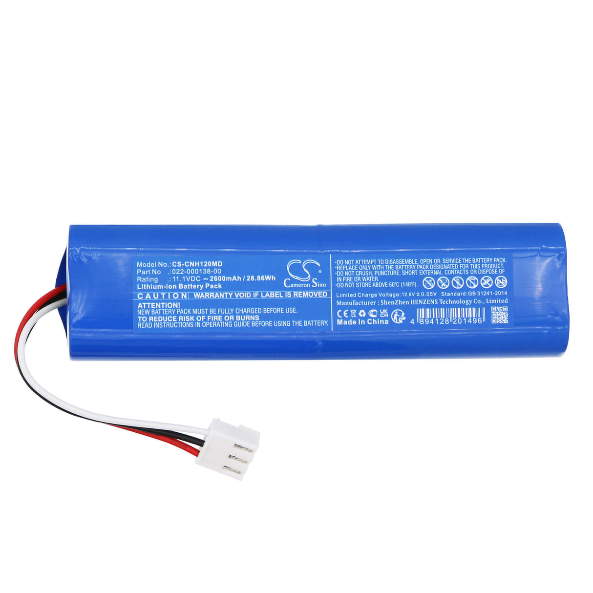 11.1V, Li-ion, 2600mAh, Medical Battery fits Comen, H12, 28.86Wh Medical Cameron Sino Technology Limited (Medical)   