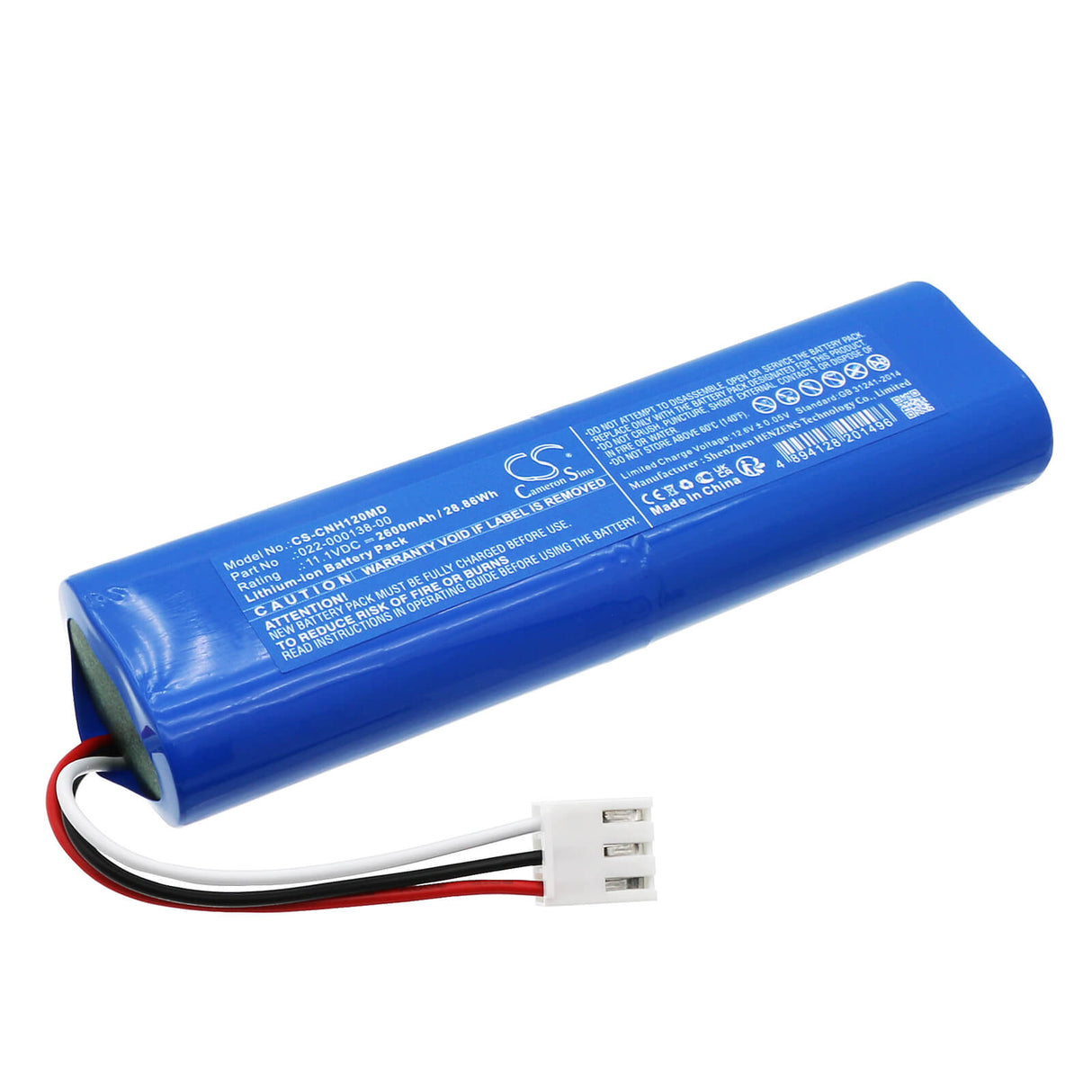 11.1V, Li-ion, 2600mAh, Medical Battery fits Comen, H12, 28.86Wh Medical Cameron Sino Technology Limited (Medical)   