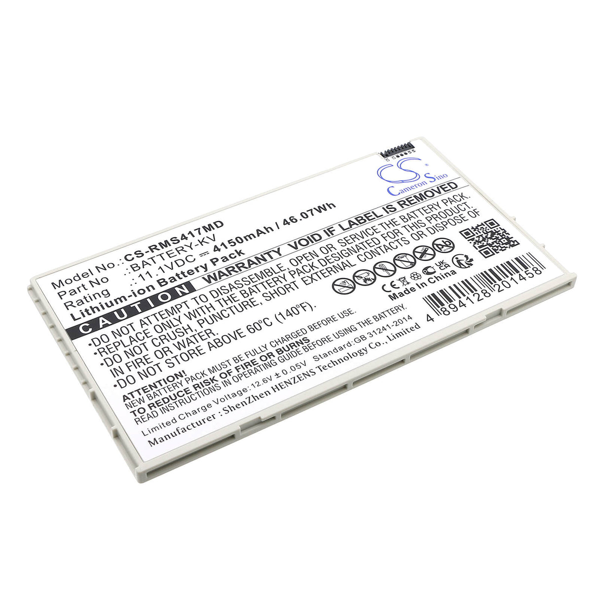 11.1V, Li-ion, 4150mAh, Battery fits Iray, Mars1417v, Mars1417v Flat Panel Detector, 46.07Wh Medical Cameron Sino Technology Limited (Medical)   