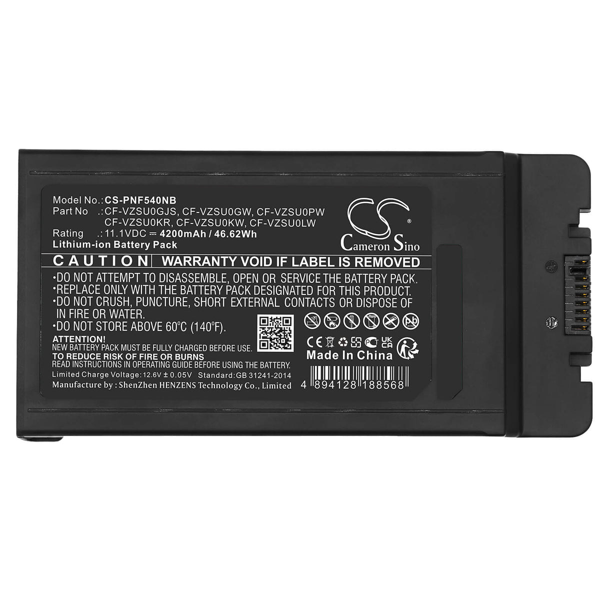 11.1v, Li-ion, 4200mah, Battery Fits Panasonic, Cf-54, 46.62wh Notebook, Laptop Cameron Sino Technology Limited   