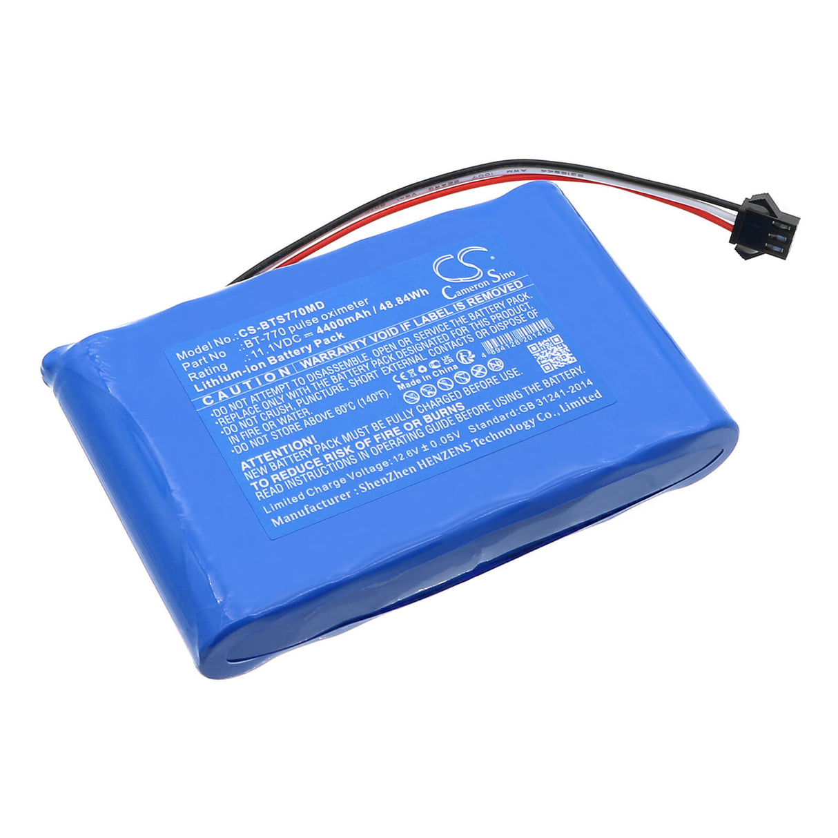 11.1V, Li-ion, 4400mAh, Battery fits Bistos, Bt740 Pulse Oximeter, Bt-740 Pulse Oximeter, 48.84Wh Medical Cameron Sino Technology Limited (Medical)   