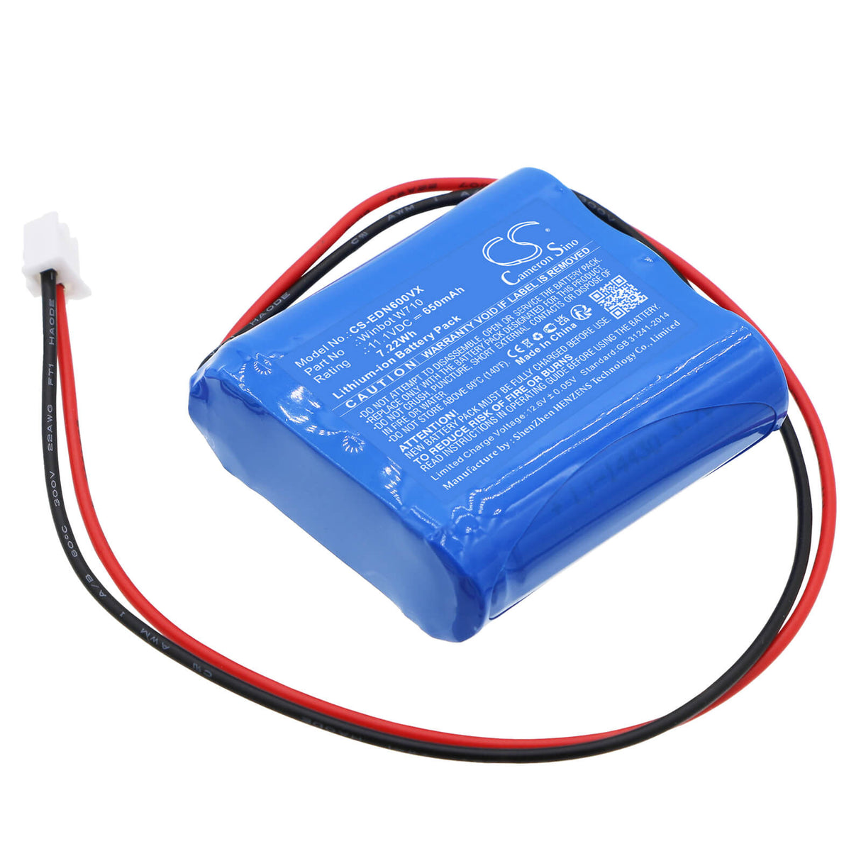 11.1v, Li-ion, 650mah, Battery Fits Ecovacs, Winbot W730, Winbot Wrn60, 7.22wh Vacuum Cameron Sino Technology Limited   