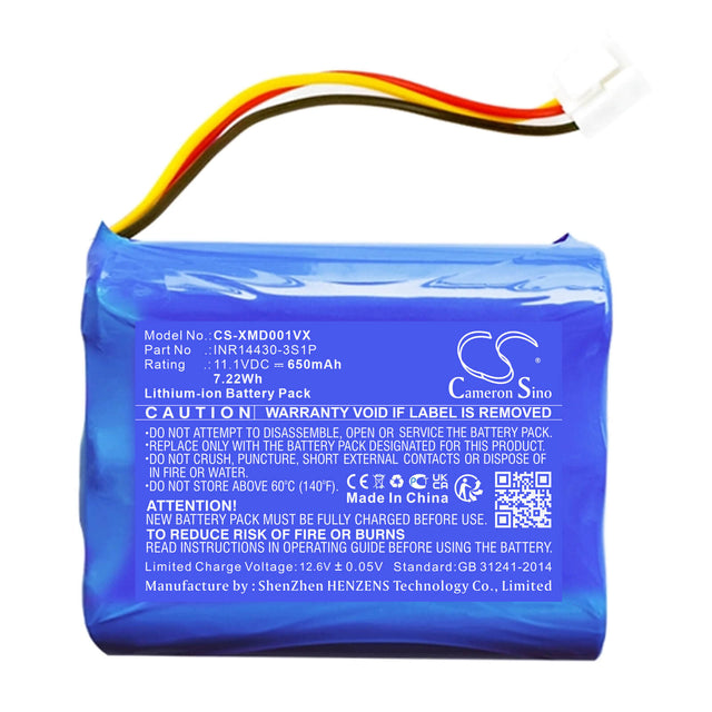 11.1v, Li-ion, 650mah, Battery Fits Xiaomi, Mijia Wxcdj01swdk, 7.22wh Vacuum Cameron Sino Technology Limited   