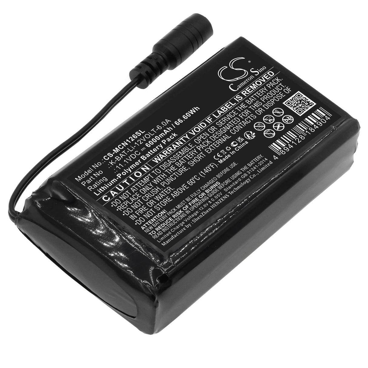 11.1v, Li-polymer, 6000mah, Battery Fits Macna, Li-po 12v 6a, 66.60wh Heated Clothes Cameron Sino Technology Limited   