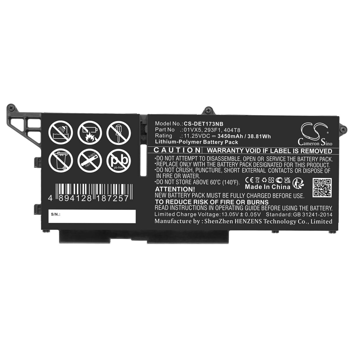 11.25v, Li-polymer, 3450mah, Battery Fits Dell, Latitude 13 7330, Latitude 7330 Rugged Extreme, 38.81wh Batteries for Electronics Cameron Sino Technology Limited   