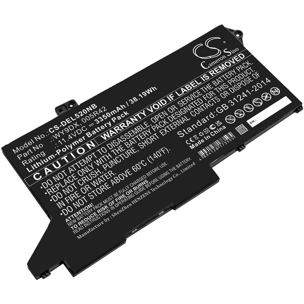 11.4v, 3350mah, Li-polymer Battery Fit's Dell, Latitude 5420, Latitude 5520, 38.19wh Batteries for Electronics Cameron Sino Technology Limited   