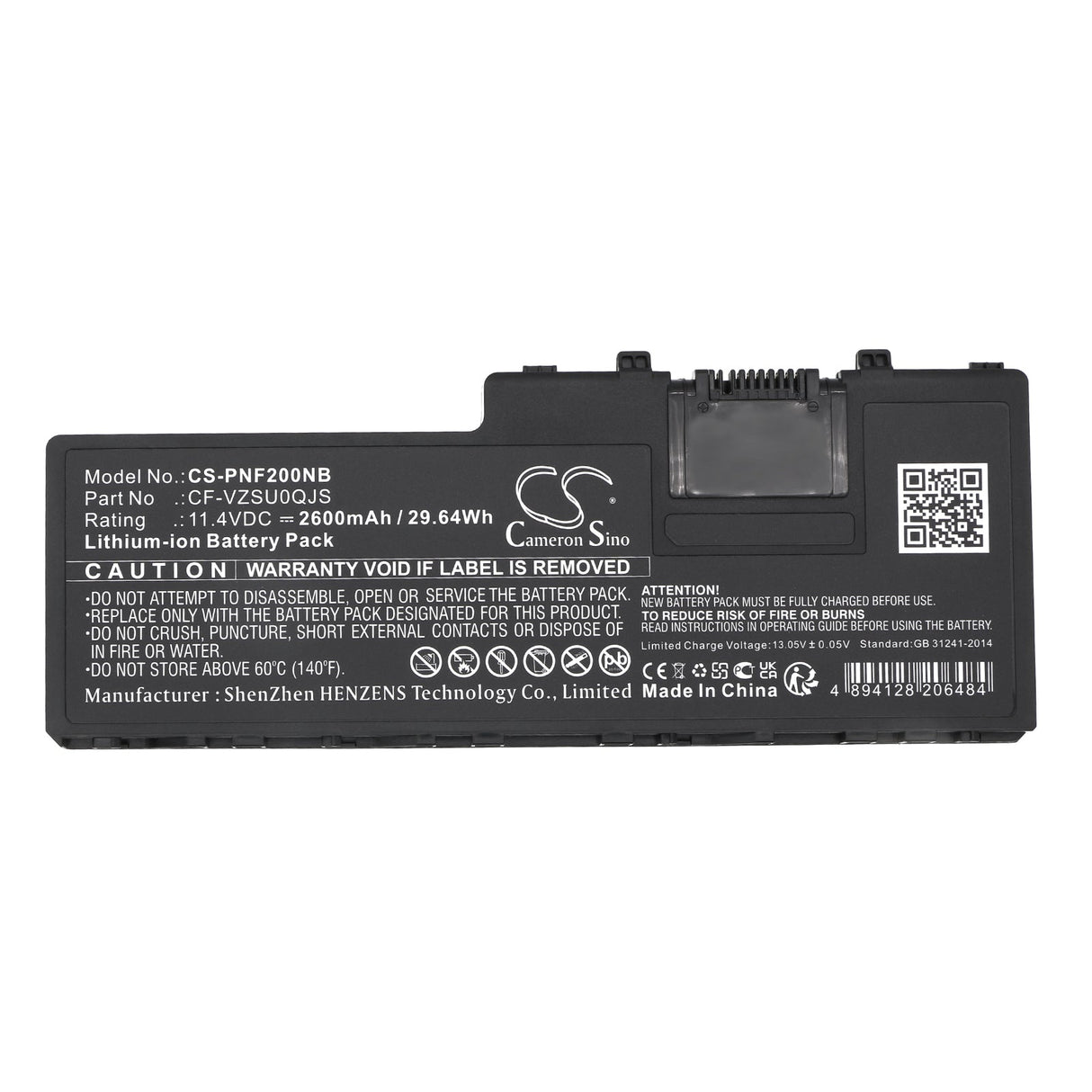 11.4V, Li-ion, 2600mAh Notebook, Laptop Battery fits Panasonic, Cf-vek2, Toughbook Cf-20, 29.64Wh Notebook, Laptop Cameron Sino Technology Limited   