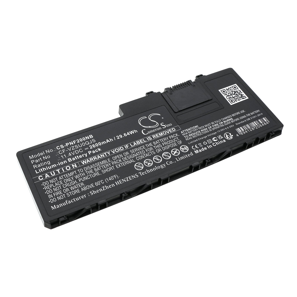 11.4V, Li-ion, 2600mAh Notebook, Laptop Battery fits Panasonic, Cf-vek2, Toughbook Cf-20, 29.64Wh Notebook, Laptop Cameron Sino Technology Limited   