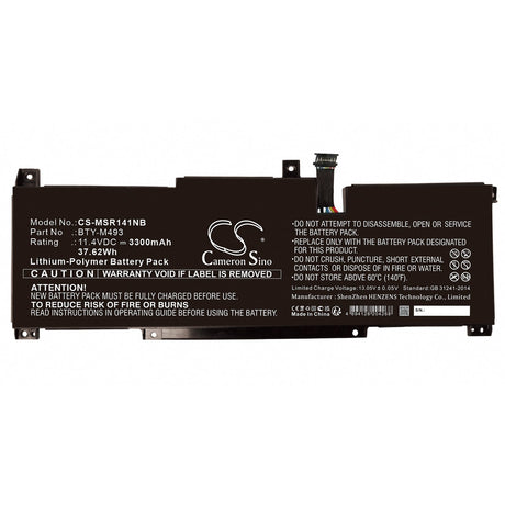 11.4v, Li-ion, 3300mah, Notebook battery Fits MSI Modern 14 B11, Modern 14 B11mou, 37.62wh Notebook, Laptop Cameron Sino Technology Limited   