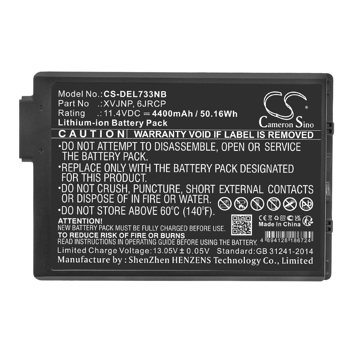 11.4v, Li-ion, 4400mah, Battery Fits Dell, Latitude 5430 Rugged, Latitude 7330 Rugged, 50.16wh Batteries for Electronics Cameron Sino Technology Limited   