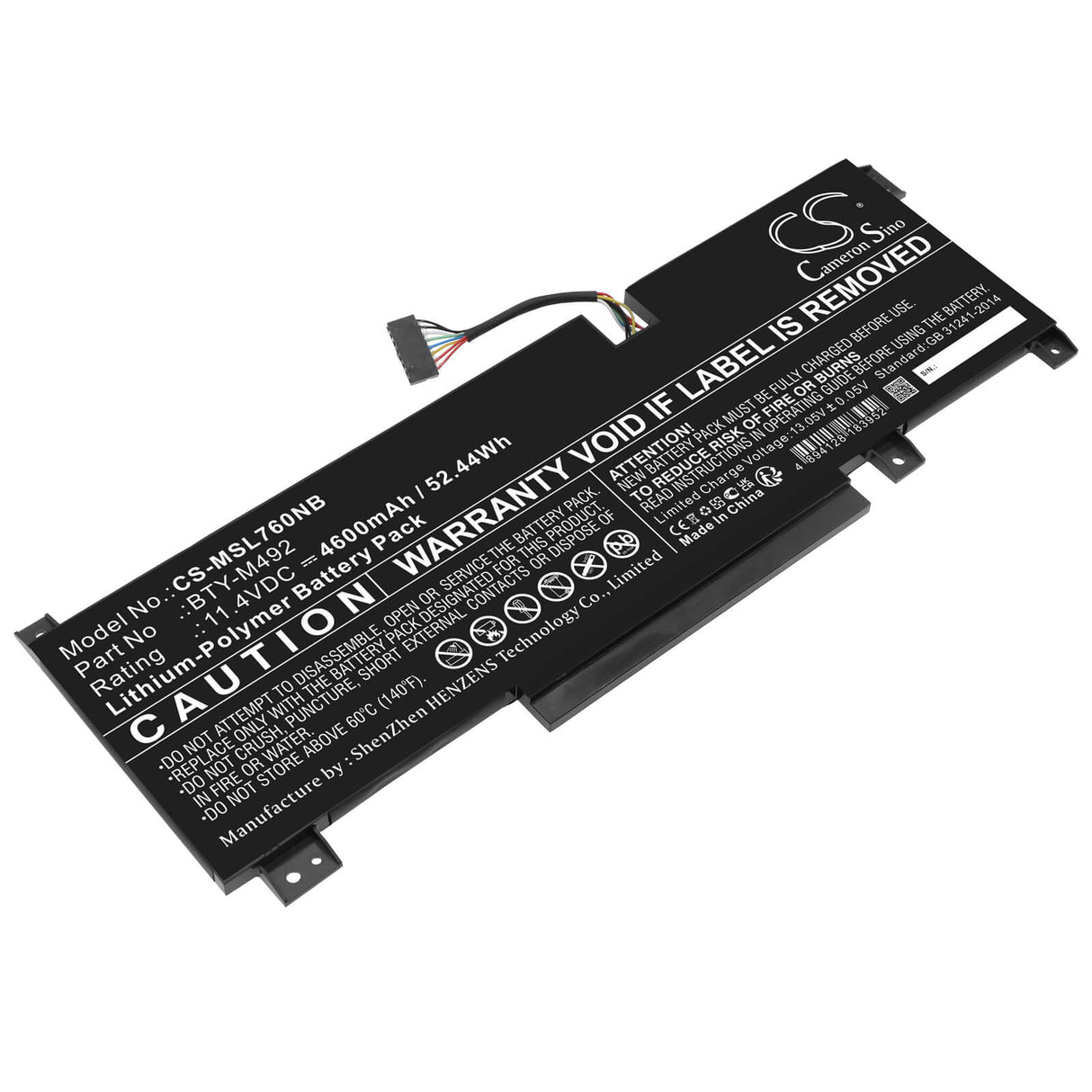 11.4v, Li-polymer, 4600mah, Battery Fits Msi, Bty-m492, Bravo 15 B5dd-007xes, 52.44wh Notebook, Laptop Cameron Sino Technology Limited   