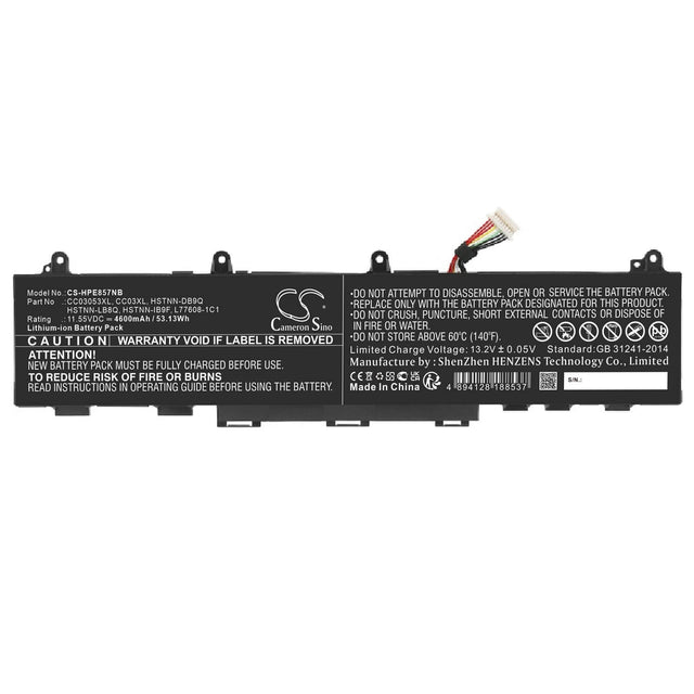 11.55v, Li-ion, 4600mah, Battery Fits Hp, Elitebook 850 G7, Elitebook 850 G7 10u46ea, 53.13wh Notebook, Laptop Cameron Sino Technology Limited   