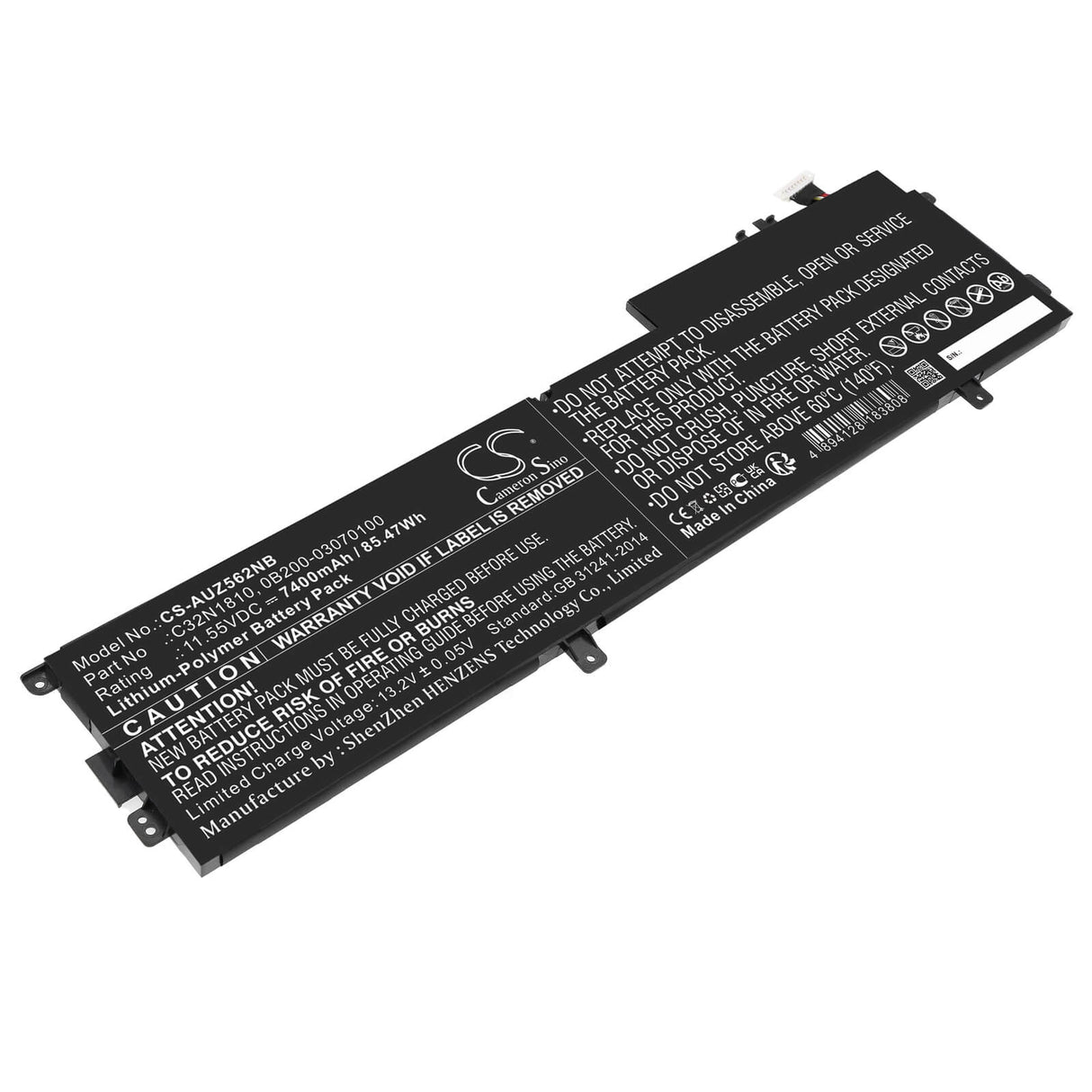 11.55v, Li-polymer, 7400mah, Battery Fits Asus, Zenbook Flip 15 Ux562, Zenbook Flip 15 Ux562fd, 85.47wh Notebook, Laptop Cameron Sino Technology Limited   