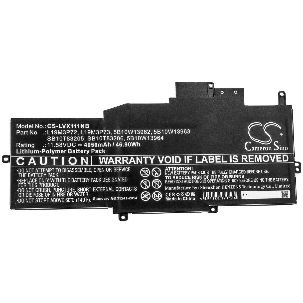 11.58v, Li-polymer, 4050mah, Battery Fit's Lenovo, Thinkpad X1 Nano, Thinkpad X1 Nano-20un002uge, 46.90wh Notebook, Laptop Cameron Sino Technology Limited   