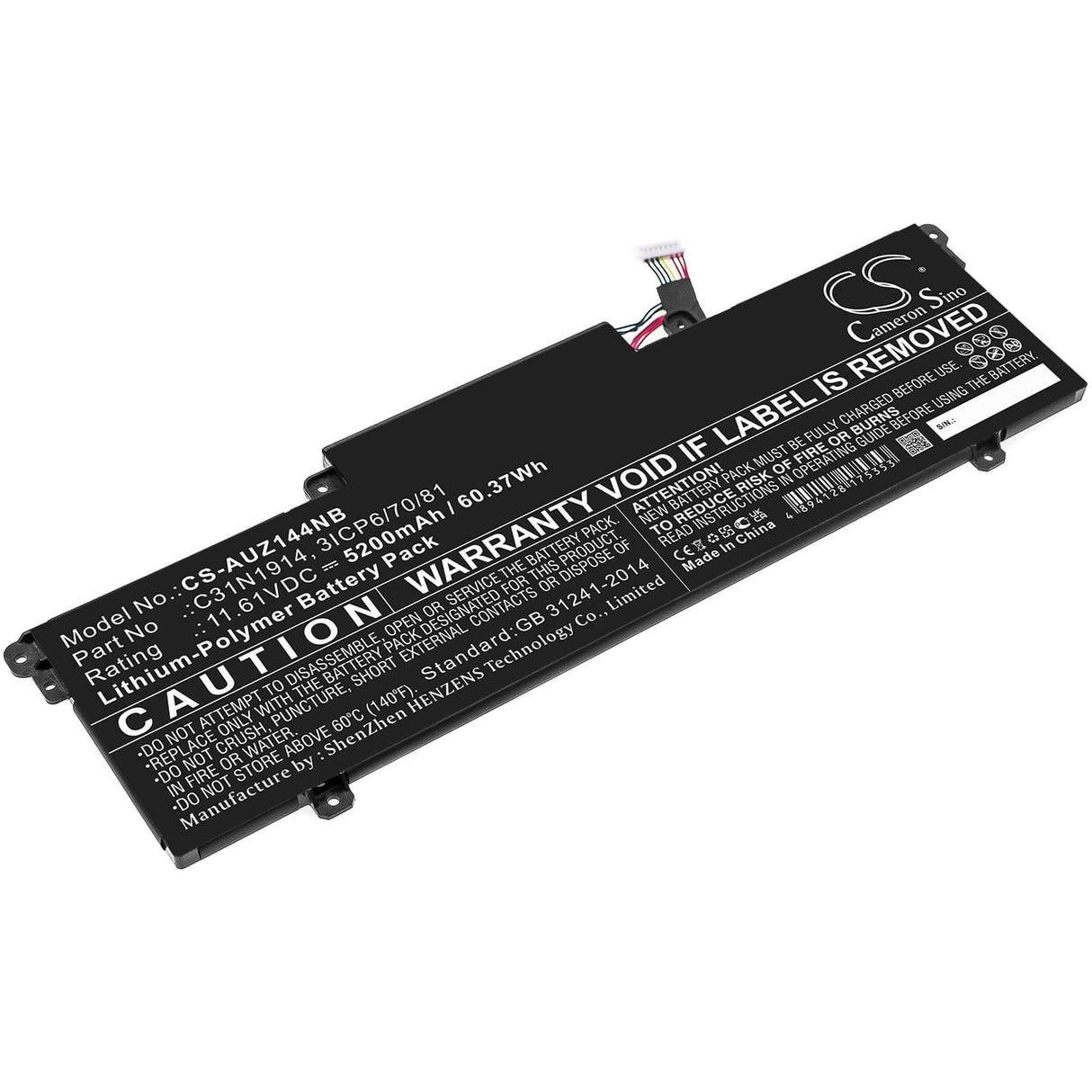 11.61v, Li-polymer, 5200mah, Battery Fits Asus, Expertbook B7 Flip B7402fea, Ux425qa, 60.37wh Notebook, Laptop Cameron Sino Technology Limited   