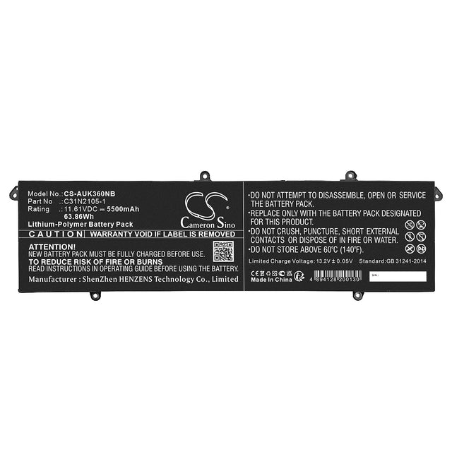 11.61V, Li-Polymer, 5500mAh, Battery fits Asus, K3605vu, K3605vv, 63.86Wh Notebook, Laptop Cameron Sino Technology Limited   