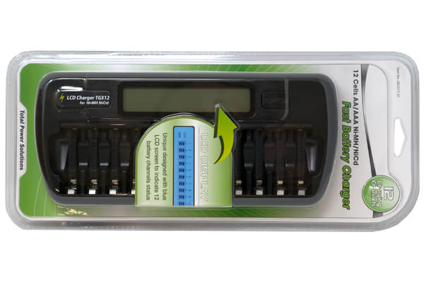 12 Bay Intelligent Battery Charger With Lcd Display Charges Aa & Aaa Batteries Sealed Lead Acid CB Range   