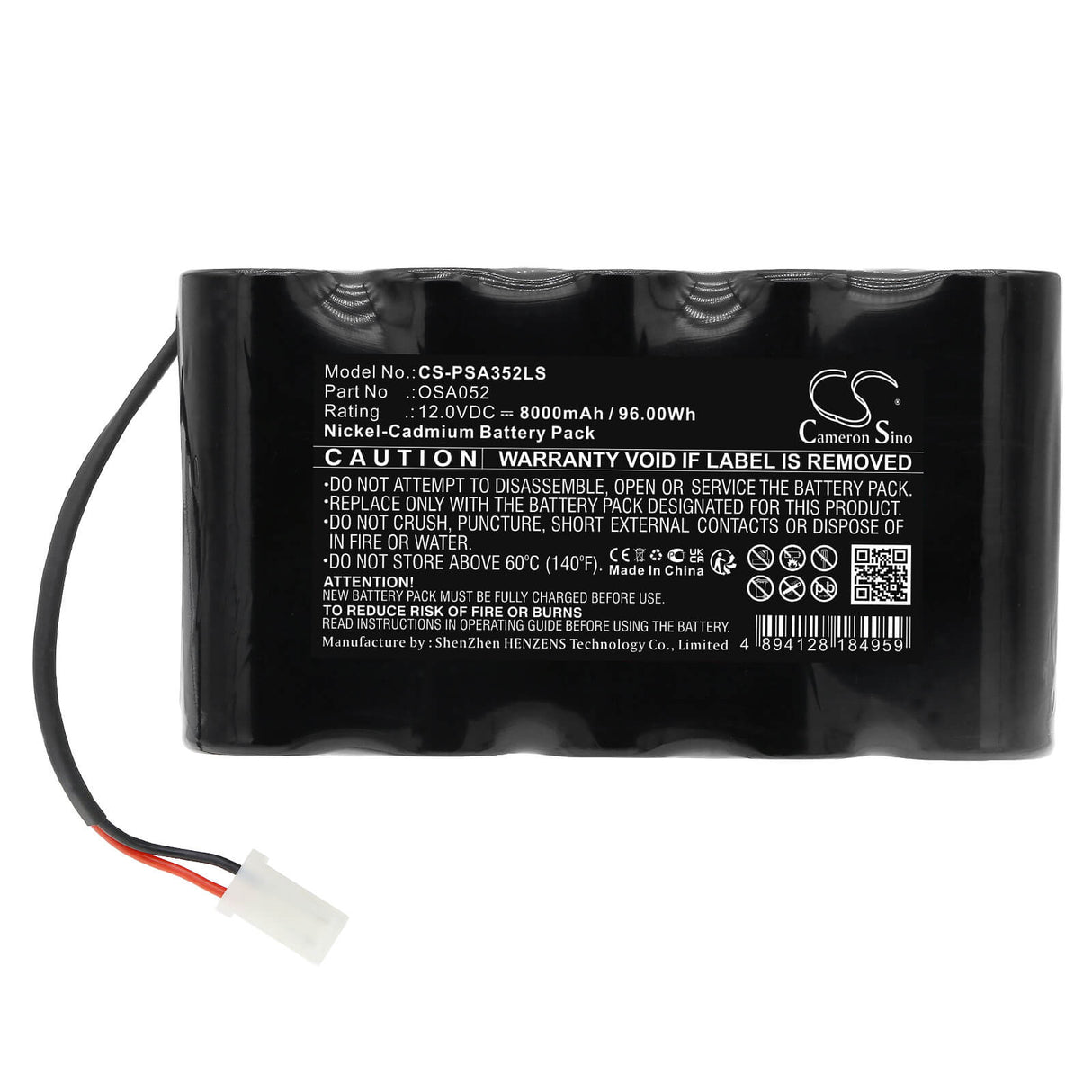 12.0v, Ni-cd, 8000mah, Battery Fits Lithonia, A35241, 96.00wh Emergency Lighting Cameron Sino Technology Limited   