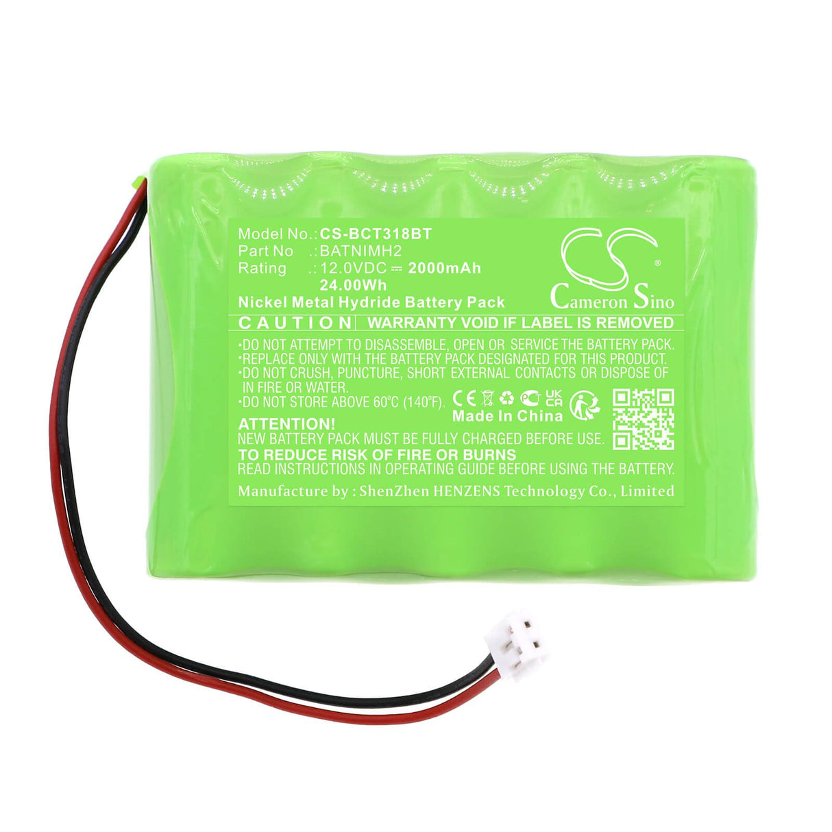 12.0v, Ni-mh, 2000mah, Alarm Battery Fits Daitem, 318-16d, Es318-22f, 24.00wh Alarm System Cameron Sino Technology Limited   