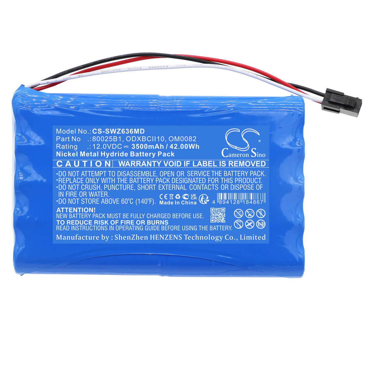 12.0v, Ni-mh, 3500mah, Battery Fits Smiths, Advisor Patient Monitor 12-636, 42.00wh Batteries for Electronics Cameron Sino Technology Limited (Medical)   