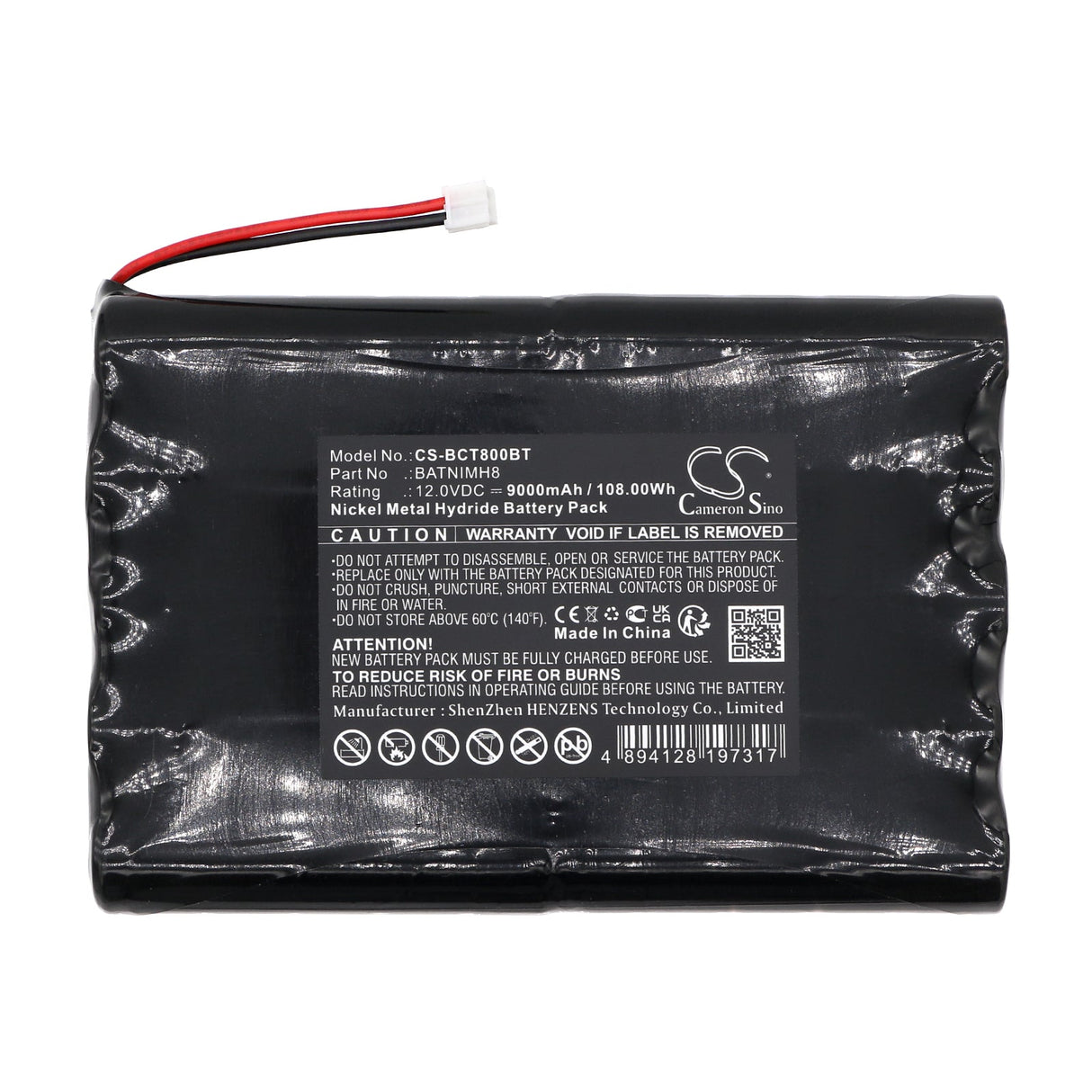 12.0v, Ni-mh, 9000mah, Battery Fits Daitem, 318-16d, 108.00wh Alarm System Cameron Sino Technology Limited   