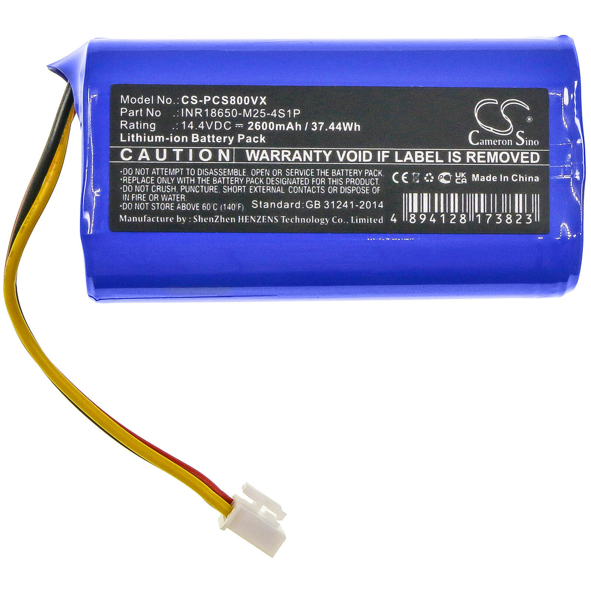 14.4v, 2600mah, Li-ion Battery Fit's Proscenic, 800t, 820s, 820t, 37.44wh Vacuum Cameron Sino Technology Limited   