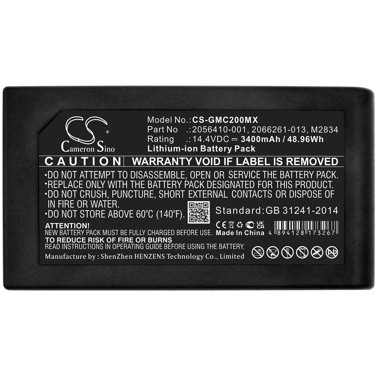 14.4v, 3400mah, Li-ion Battery Fit's Ge, Mac 2000, Mac 2000 Ekg, 48.96wh Medical Cameron Sino Technology Limited (Medical)   