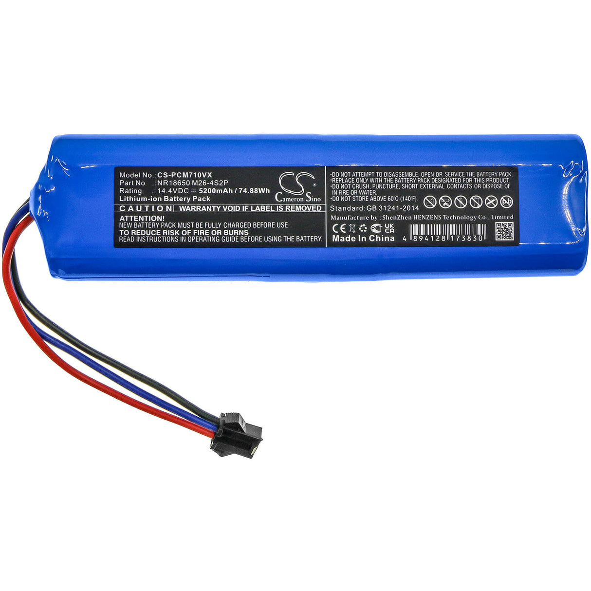 14.4v, 5200mah, Li-ion Battery Fit's Proscenic, M7 Max, M7 Pro, M8 Pro, 74.88wh Vacuum Cameron Sino Technology Limited   