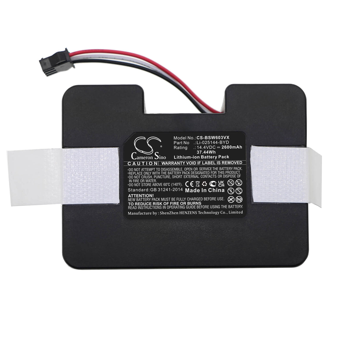 14.4v, Li-ion, 2600mah, Battery Fits Bobsweep, Sw603001, 37.44wh Vacuum Cameron Sino Technology Limited   