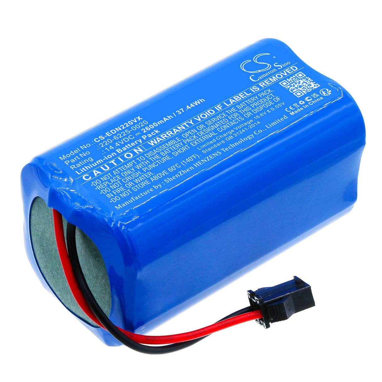 14.4v, Li-ion, 2600mah, Battery Fits Ecovacs, D83, Deebot U2, 37.44wh Vacuum Cameron Sino Technology Limited   