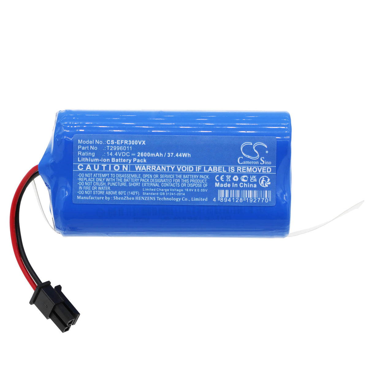 14.4v, Li-ion, 2600mah, Battery Fits Eufy, L35 Hybrid, L35 Hybrid+, 37.44wh Vacuum Cameron Sino Technology Limited   