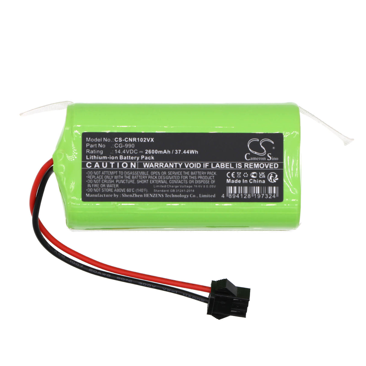 14.4v, Li-ion, 2600mah, Battery Fits Infiniton, Cleaner 1020, Cleaner 1080, 37.44wh Vacuum Cameron Sino Technology Limited   