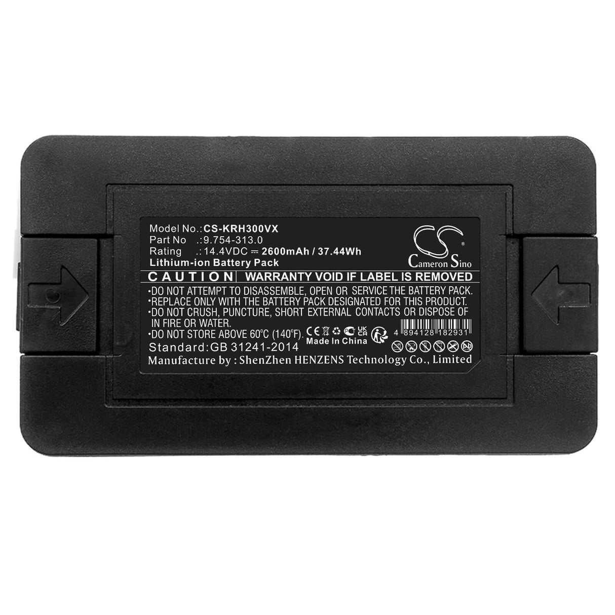 14.4v, Li-ion, 2600mah, Battery Fits Karcher, Rc3, 37.44wh Vacuum Cameron Sino Technology Limited   