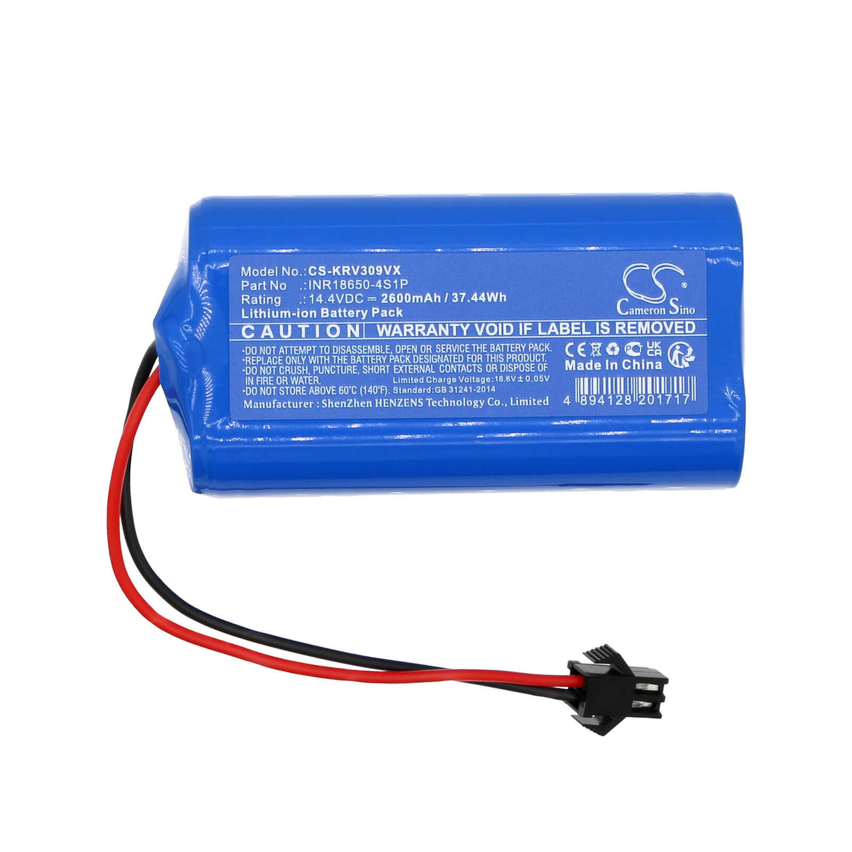 14.4V, Li-ion, 2600mAh, Battery fits Klins, K185, K186, 37.44Wh Vacuum Cameron Sino Technology Limited   