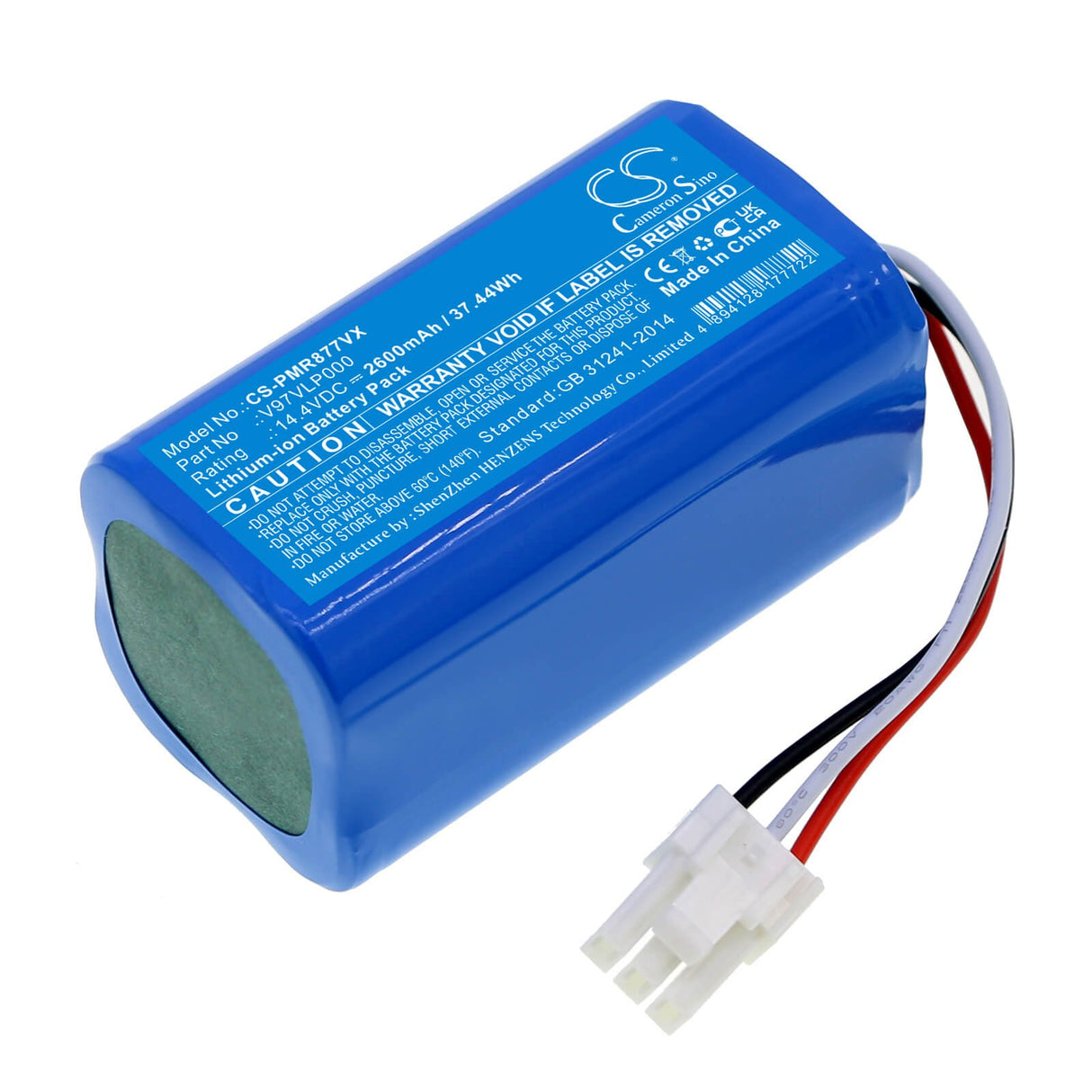 14.4v, Li-ion, 2600mah, Battery Fits Panasonic, Mc-6rb75, Mc-8r76c, 37.44wh Vacuum Cameron Sino Technology Limited   